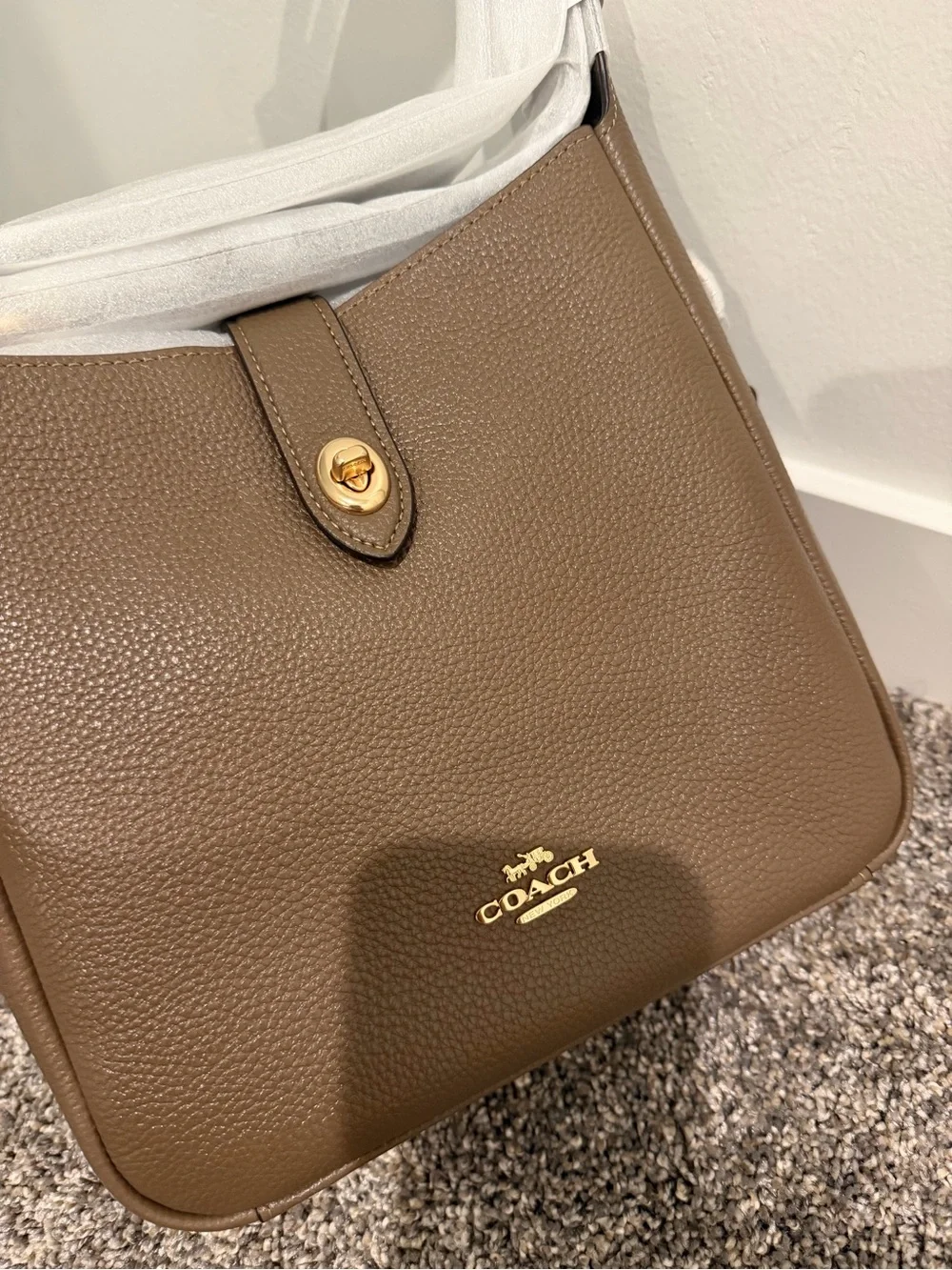 Coach Hadley Pebbled Leather Tote in Saddle Brown with Gold Hardware